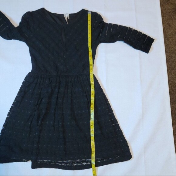 Pink Owl Black Lace Keyhole Front 3/4 Sleeve Dress Size Small - Picture 7 of 9